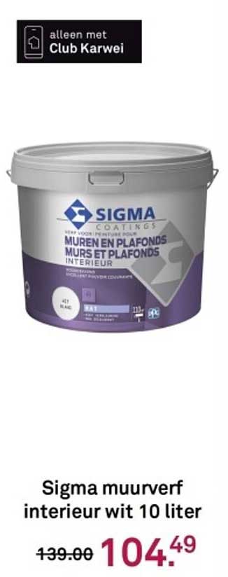 Sigma muurverf interieur wit 10 liter