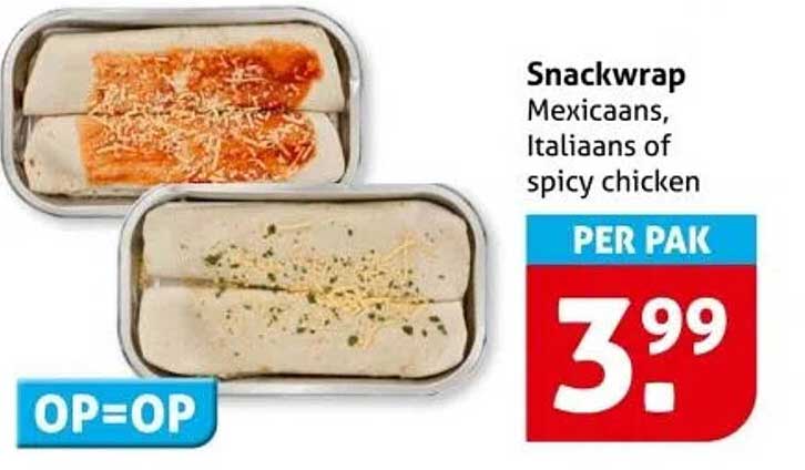 Snackwrap Mexicaans, Italiaans of spicy chicken