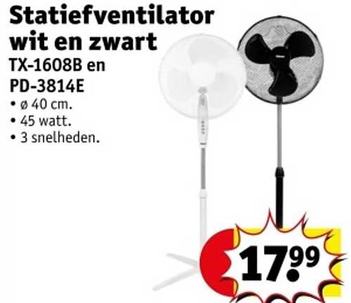 Statievenventilator wit en zwart TX-1608B en PD-3814E