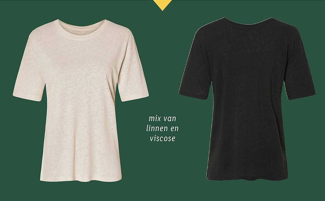 T-shirt mix van linnen en viscose
