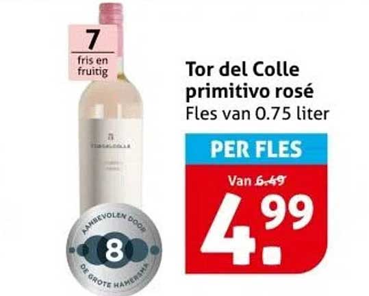Tor del Colle primitivo rosé Fles van 0.75 liter