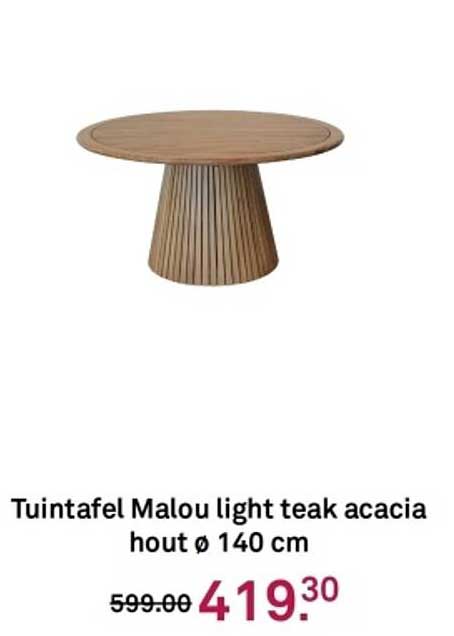 Tuintafel Malou light teak acacia hout Ø 140 cm