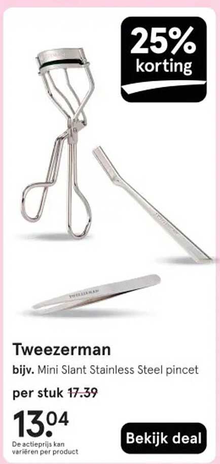 Tweezerman bijv. Mini Slant Stainless Steel pincet
