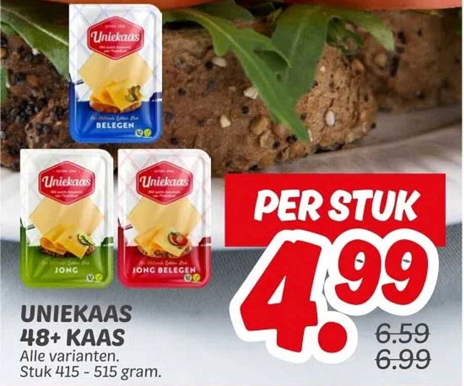 UNIEKAAS 48+ KAAS Alle varianten. Stuk 415 - 515 gram.