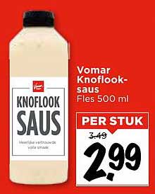 Vomar Knoflook-saus Fles 500 ml