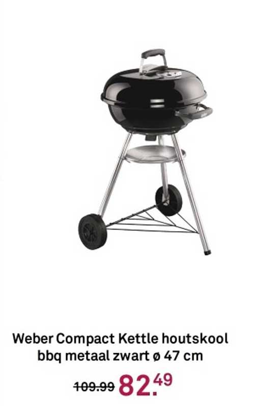 Weber Compact Kettle houtskool bbq metaalkleur zwart Ø 47 cm