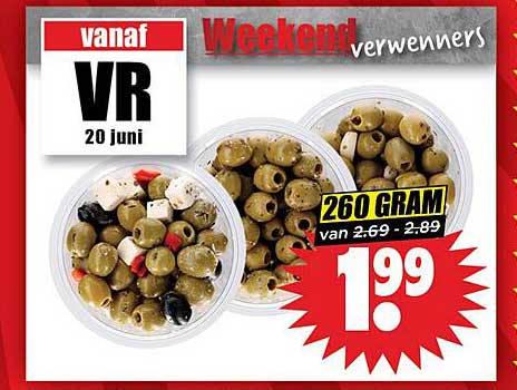 Weekendverwenners: 260 gram Olijven vanaf € 1,99