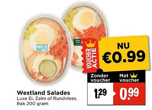 Westland Salades Luxe Ei, Zalm of Rundvlees. Bak 200 gram