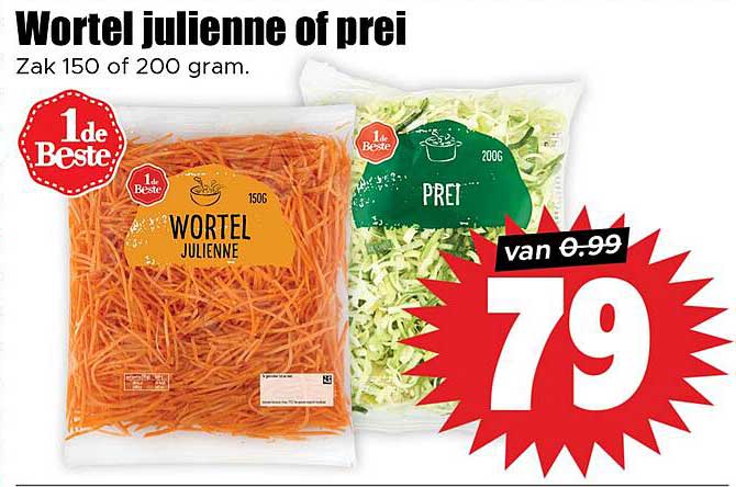 Wortel julienne of prei