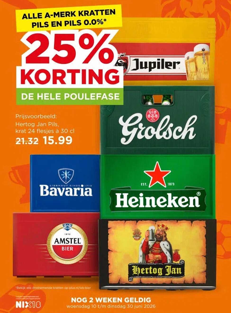 ALLE A-MERK KRATTEN PILS EN PILS 0.0%* 25% KORTING DE HELE POULEFASE
