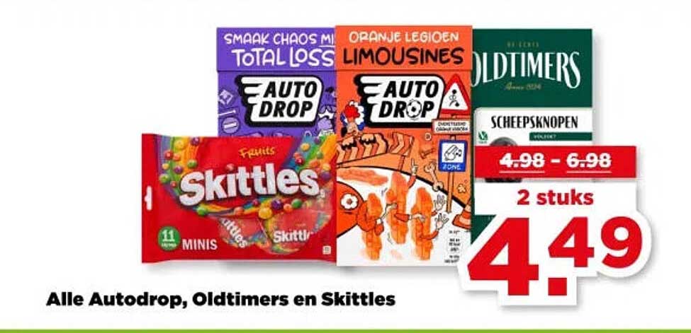 Alle Autodrop, Oldtimers en Skittles