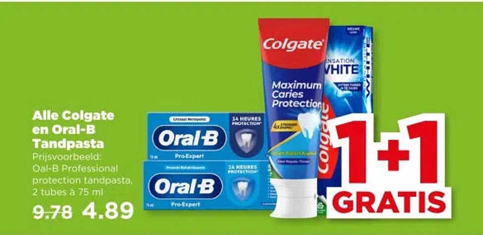 Alle Colgate en Oral-B Tandpasta 1+1 GRATIS