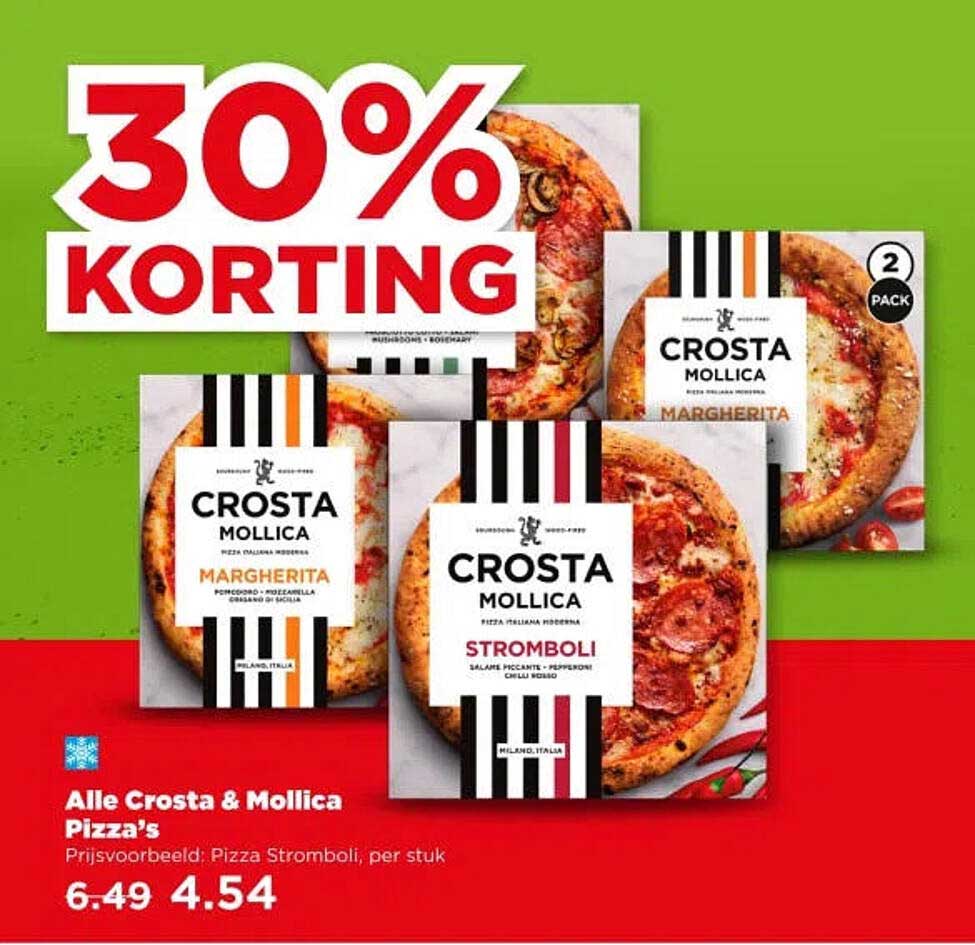 Alle Crosta & Mollica Pizza’s 30% korting