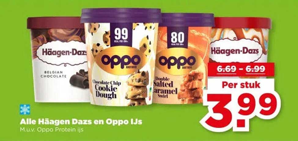 Alle Häagen Dazs en Oppo IJs M.u.v. Oppo Protein ijs