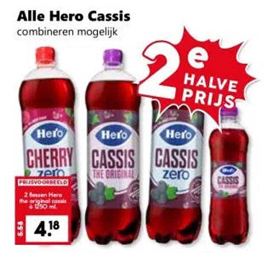 Alle Hero Cassis combineren mogelijk 2e halve prijs