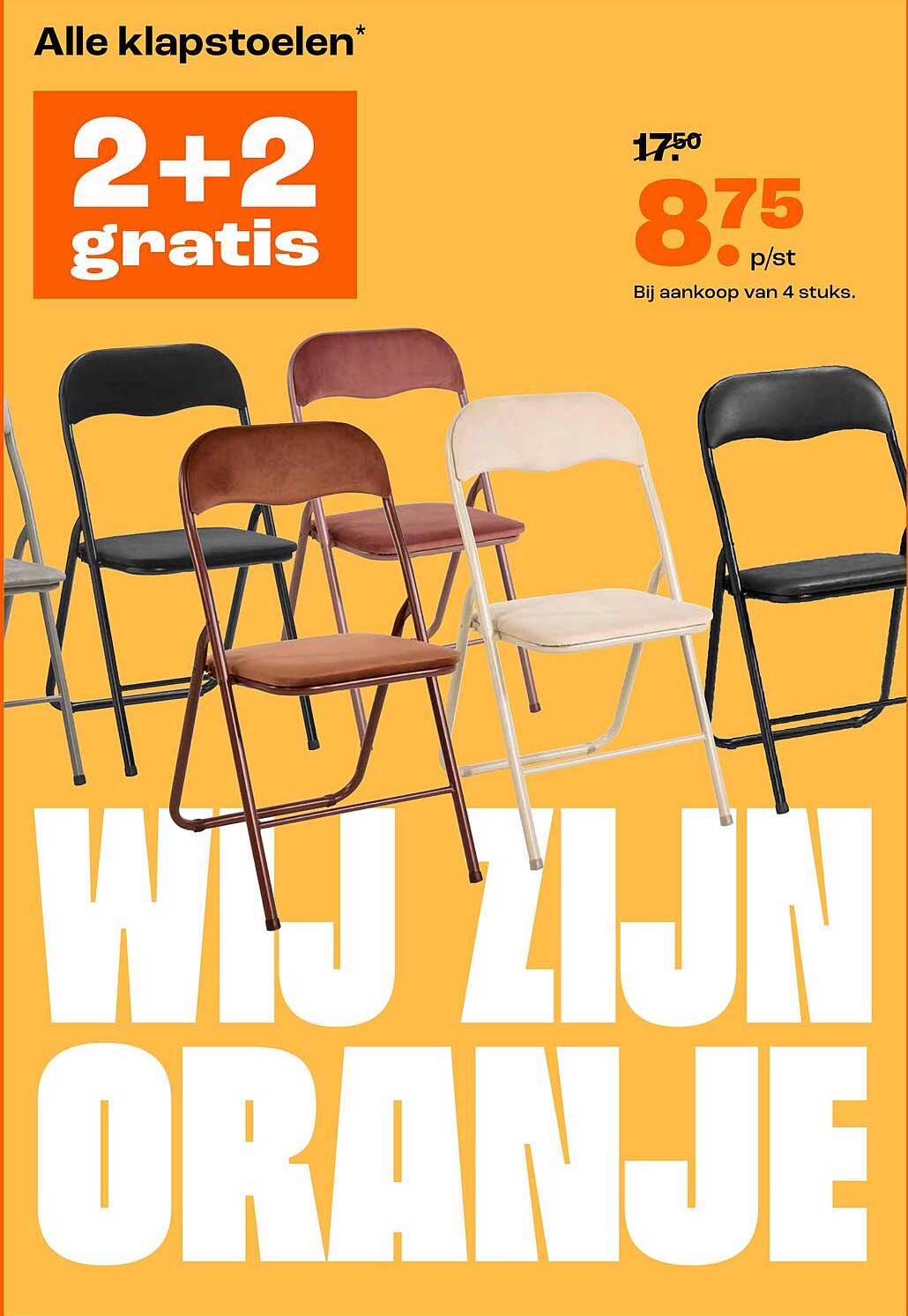 Alle klapstoelen* 2+2 gratis