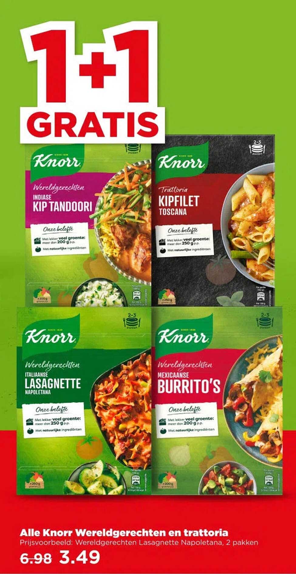 Alle Knorr Wereldgerechten en trattoria 1+1 gratis