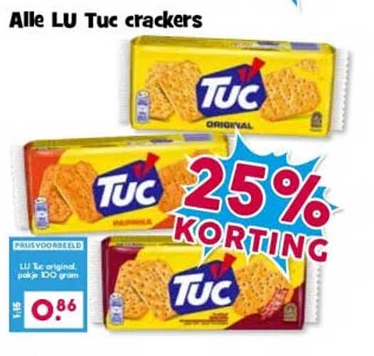 Alle LU Tuc crackers 25% KORTING