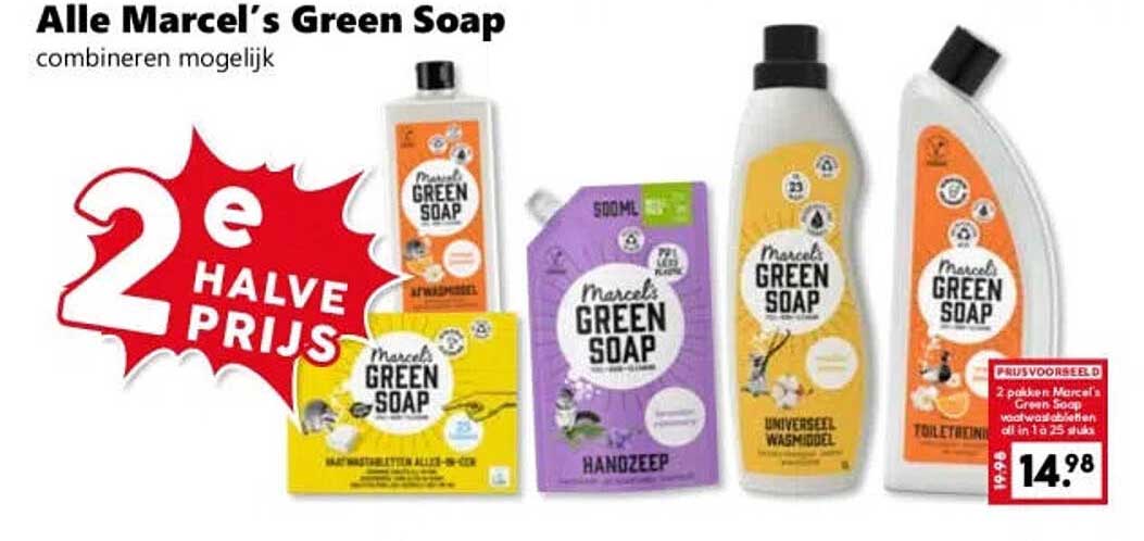 Alle Marcel’s Green Soap combineren mogelijk 2e halve prijs
