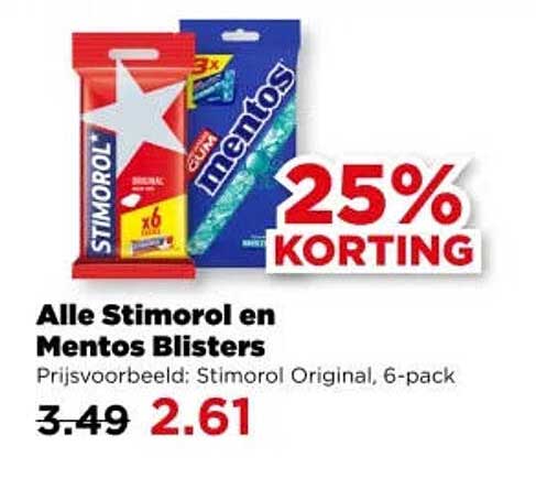Alle Stimorol en Mentos Blisters 25% KORTING