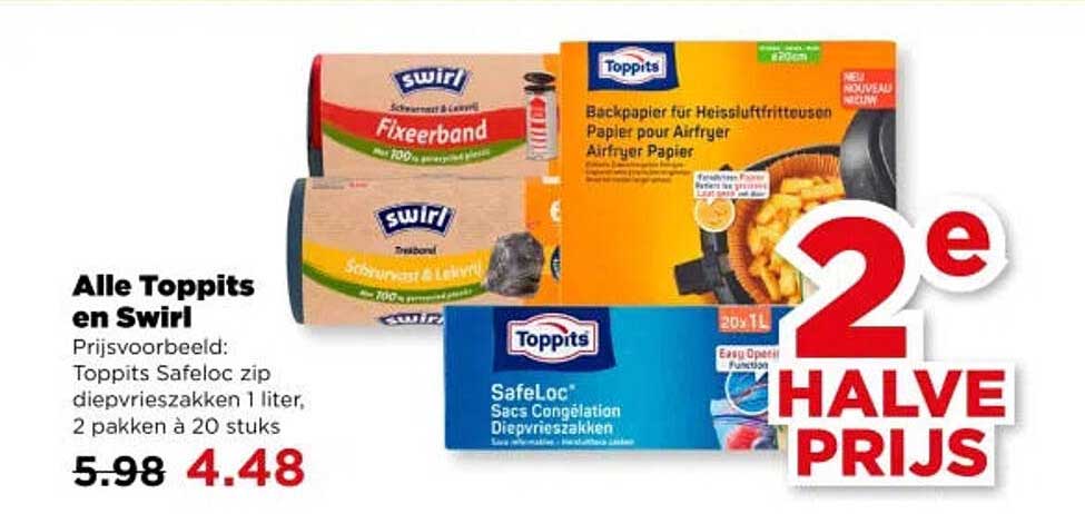 Alle Toppits en Swirl 2e halve prijs