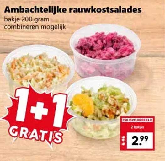 Ambachtelijke rauwkostsalades 1+1 GRATIS