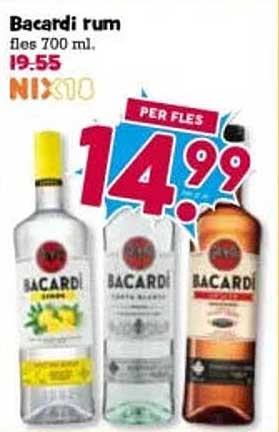 Bacardi rum fles 700 ml NIX10 PER FLES