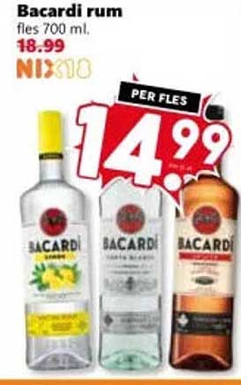 Bacardi rum fles 700 ml PER FLES