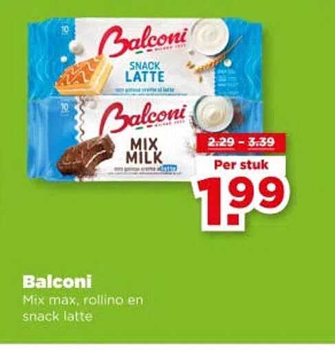 Balconi Mix max, rollino en snack latte