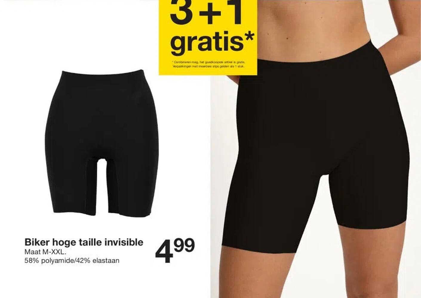 Biker hoge taille invisible 3+1 gratis