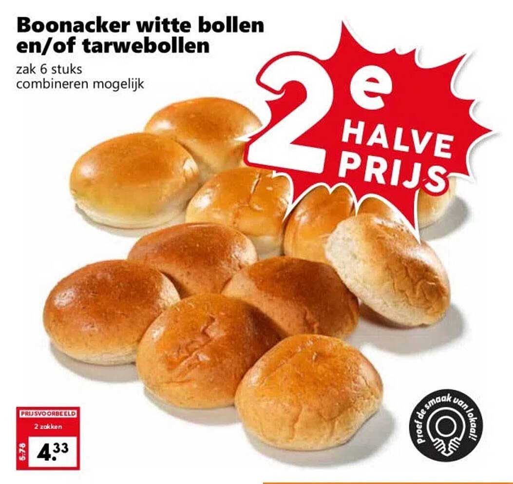 Boonacker witte bollen en/of tarwebollen 2e halve prijs