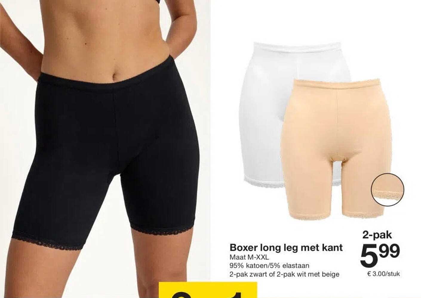 Boxer long leg met kant