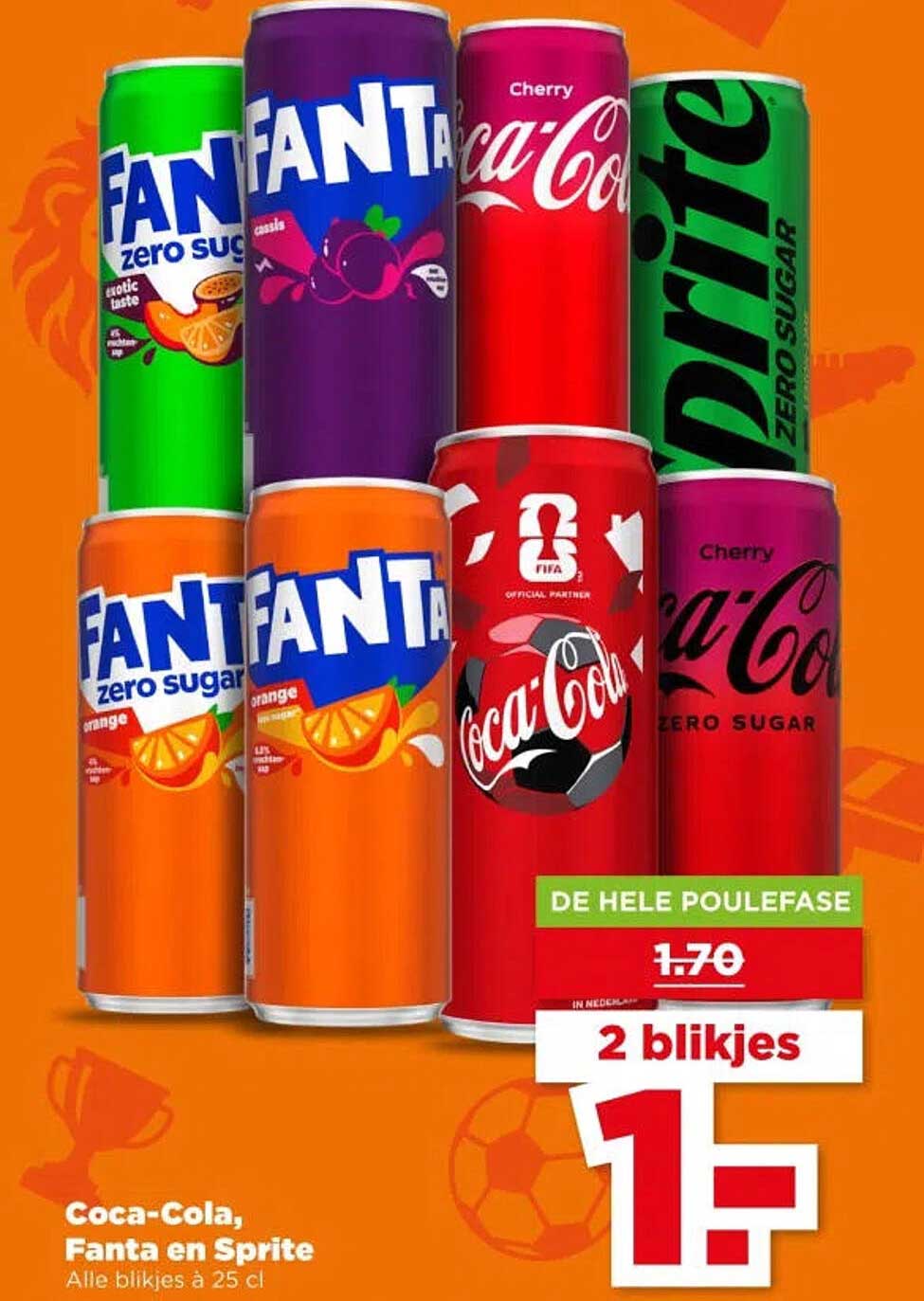 Coca-Cola, Fanta en Sprite 2 blikjes 1.5