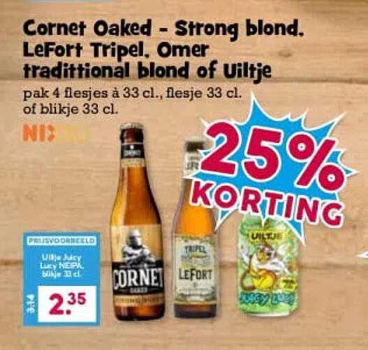 Cornet Oaked - Strong blond, LeFort Tripel, Omer traditional blond of Uiltje 25% KORTING