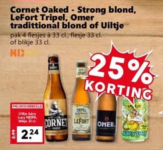 Cornet Oaked - Strong blond, LeFort Tripel, Omer traditionel blond of Uiltje 25% korting