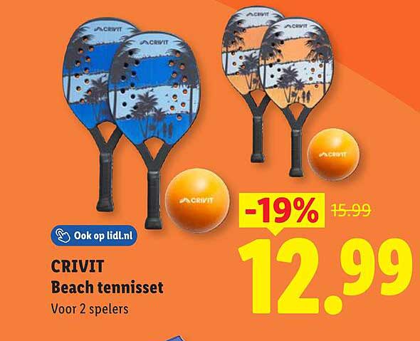 CRIVIT Beach tennisset Voor 2 spelers -19%