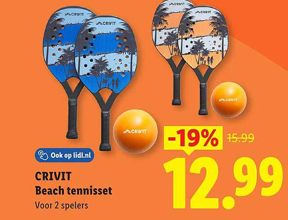 CRIVIT Beach tennisset Voor 2 spelers -19%