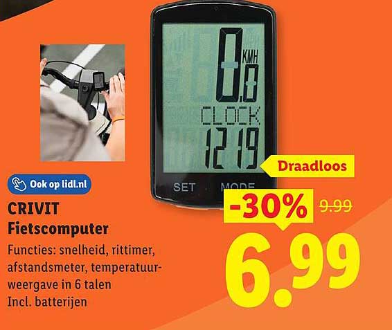 CRIVIT Fietscomputer Draadloos -30%