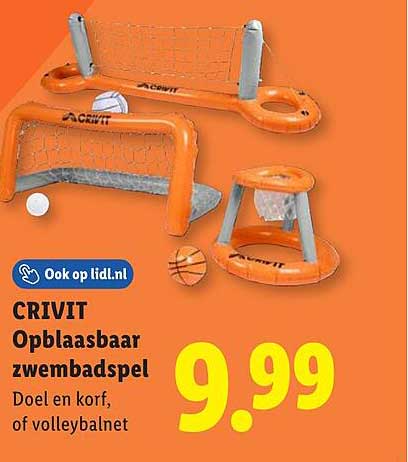 CRIVIT Opblaasbaar zwembadspel Doel en korf, of volleybalnet