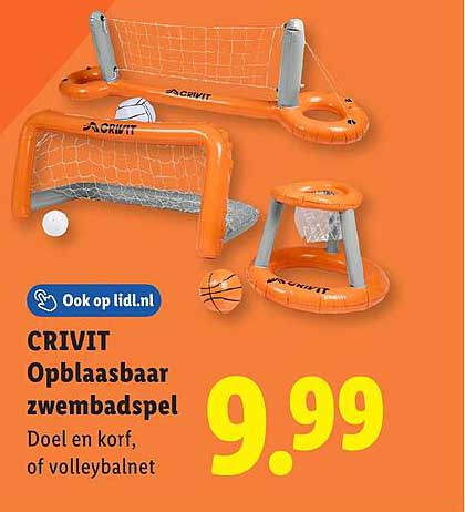 CRIVIT Opblaasbaar zwembadspel Doel en korf, of volleybalnet