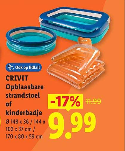 CRIVIT Opblaasbare strandstoel of kinderbadje