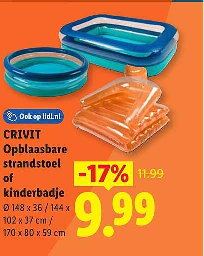 CRIVIT Opblaasbare strandstoel of kinderbadje
