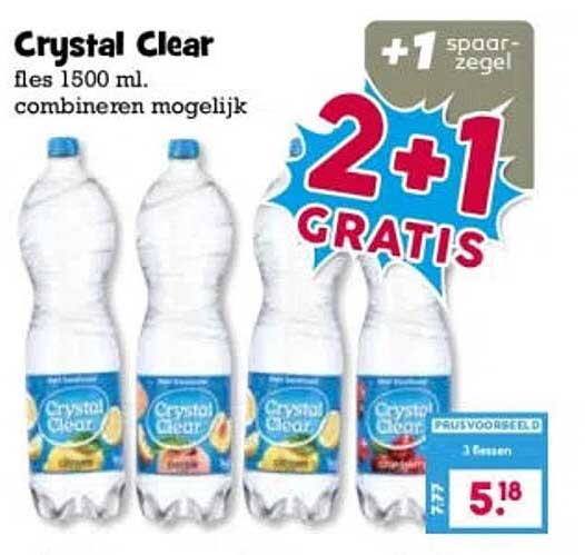 Crystal Clear fles 1500 ml. combineren mogelijk +1 spaarzegel 2+1 GRATIS