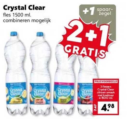 Crystal Clear fles 1500 ml combineren mogelijk 2+1 GRATIS