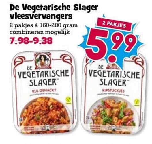 De Vegetarische Slager vleesvervangers 2 pakjes