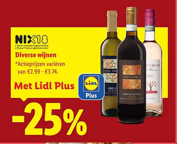 Diverse wijnen Met Lidl Plus -25%