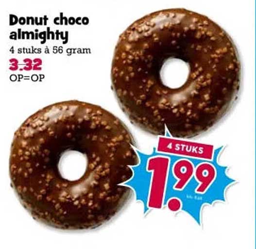 Donut choco almighty 4 stuks à 56 gram