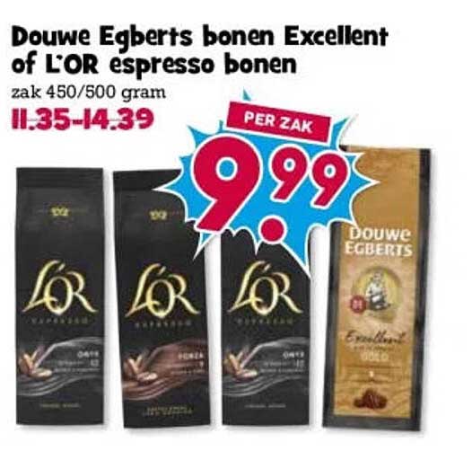 Douwe Egberts bonen Excellent of LOR espresso bonen
