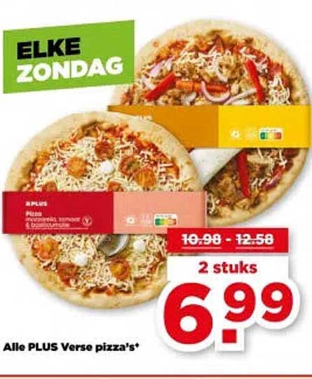 Elke zondag PLUS Verse pizza's 2 stuks