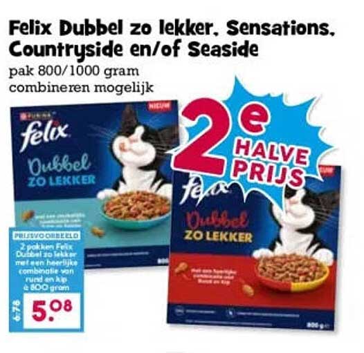 Felix Dubbel zo lekker, Sensations, Countryside en/of Seaside 2e halve prijs